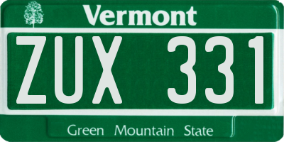 VT license plate ZUX331