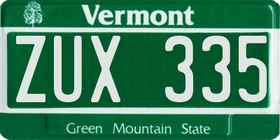 VT license plate ZUX335