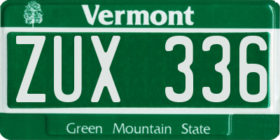 VT license plate ZUX336
