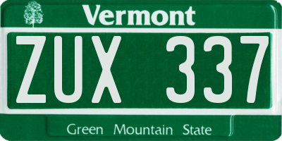 VT license plate ZUX337