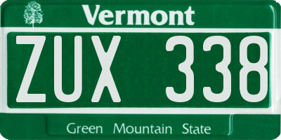 VT license plate ZUX338