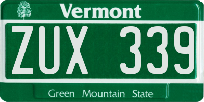 VT license plate ZUX339