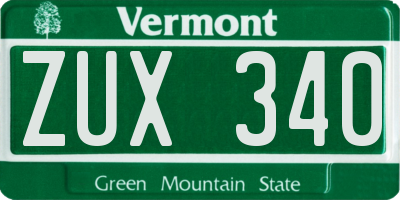VT license plate ZUX340
