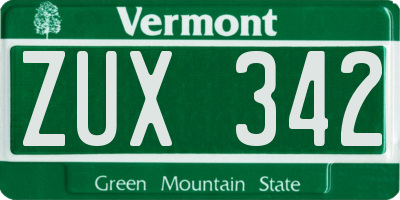 VT license plate ZUX342