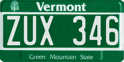 VT license plate ZUX346