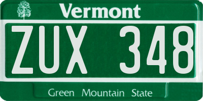 VT license plate ZUX348