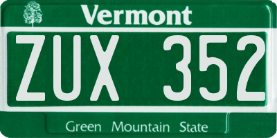 VT license plate ZUX352
