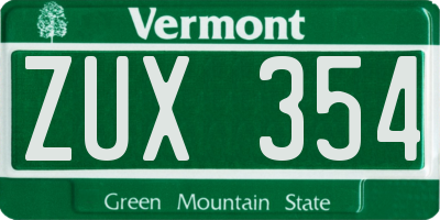VT license plate ZUX354