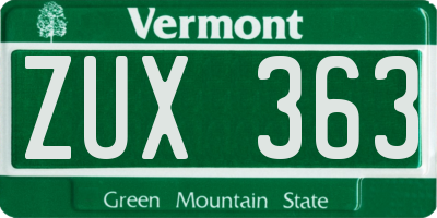 VT license plate ZUX363