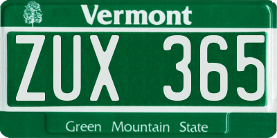 VT license plate ZUX365