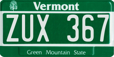 VT license plate ZUX367