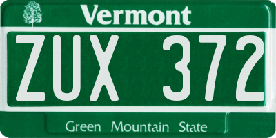 VT license plate ZUX372