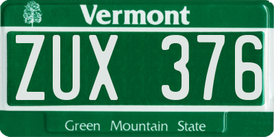 VT license plate ZUX376
