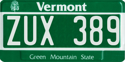 VT license plate ZUX389