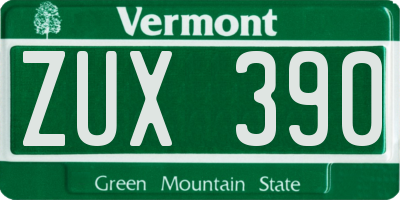 VT license plate ZUX390