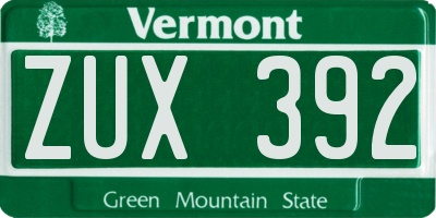 VT license plate ZUX392