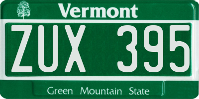 VT license plate ZUX395