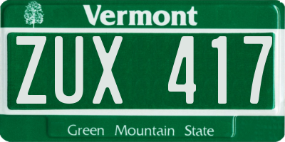 VT license plate ZUX417