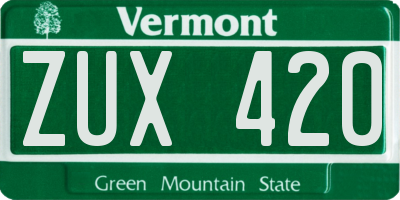 VT license plate ZUX420