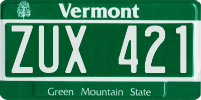 VT license plate ZUX421