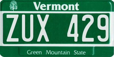 VT license plate ZUX429