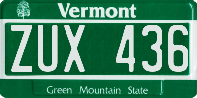 VT license plate ZUX436