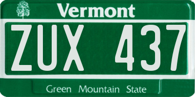 VT license plate ZUX437