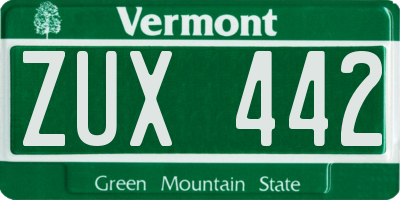 VT license plate ZUX442