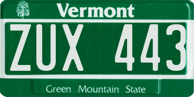 VT license plate ZUX443