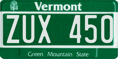 VT license plate ZUX450