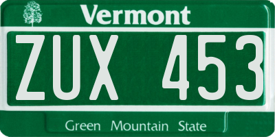 VT license plate ZUX453