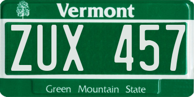 VT license plate ZUX457