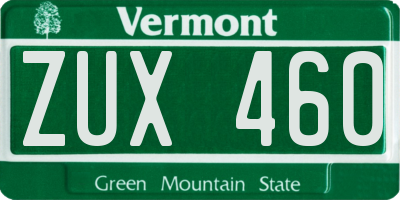 VT license plate ZUX460