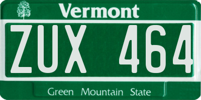 VT license plate ZUX464