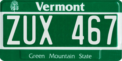 VT license plate ZUX467