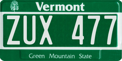 VT license plate ZUX477