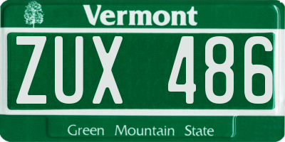VT license plate ZUX486