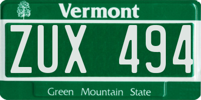 VT license plate ZUX494