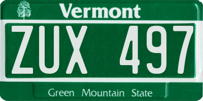 VT license plate ZUX497