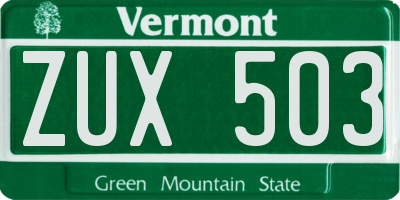 VT license plate ZUX503