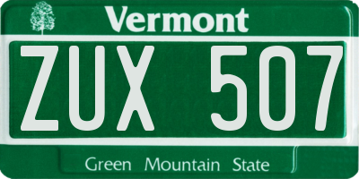 VT license plate ZUX507