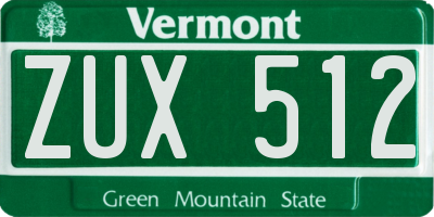 VT license plate ZUX512