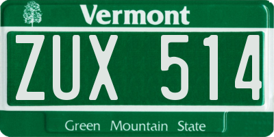 VT license plate ZUX514