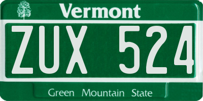 VT license plate ZUX524