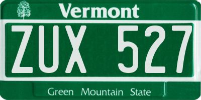 VT license plate ZUX527