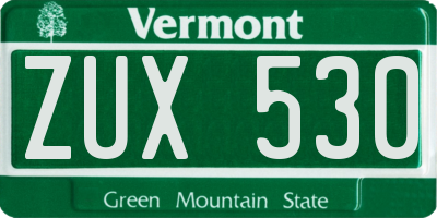 VT license plate ZUX530