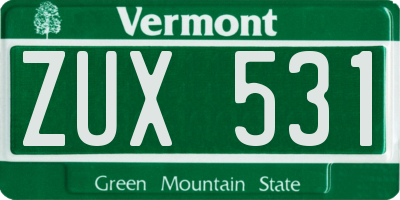 VT license plate ZUX531