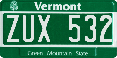 VT license plate ZUX532