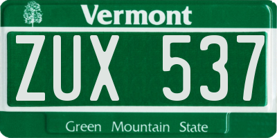 VT license plate ZUX537