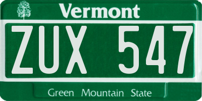 VT license plate ZUX547